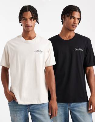 Jack & Jones 2 Pack Logo T-shirts In Multi