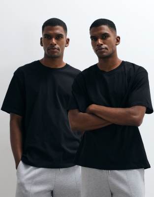 Jack & Jones 2 Pack Loose Fit T-shirts In Black