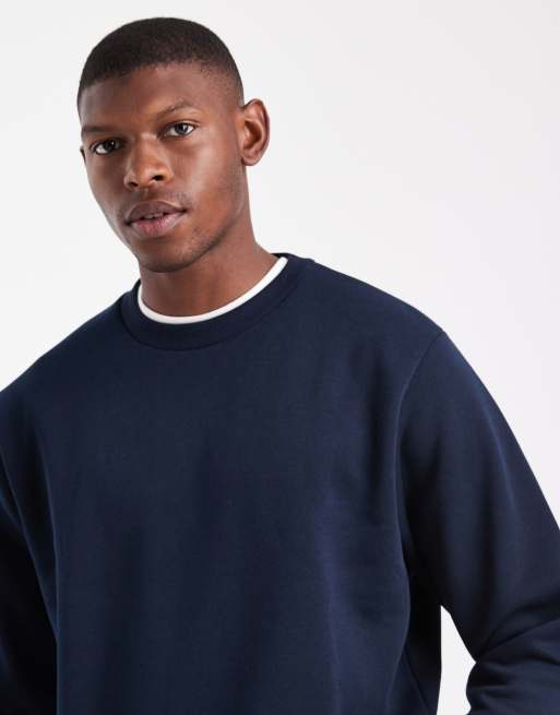 Jack & Jones 2 pack oversized crew neck sweatshirt in gray melange