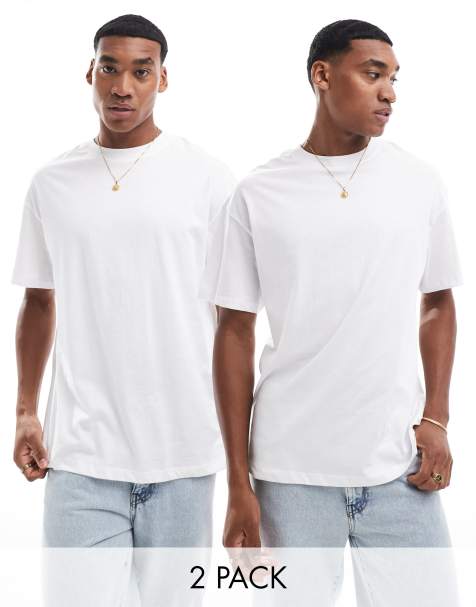 Jack & Jones 2 pack oversized t-shirt in white - view 1