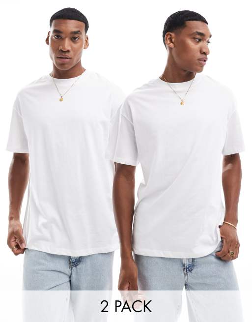 Jack & Jones 2-pack oversized T-shirts in white
