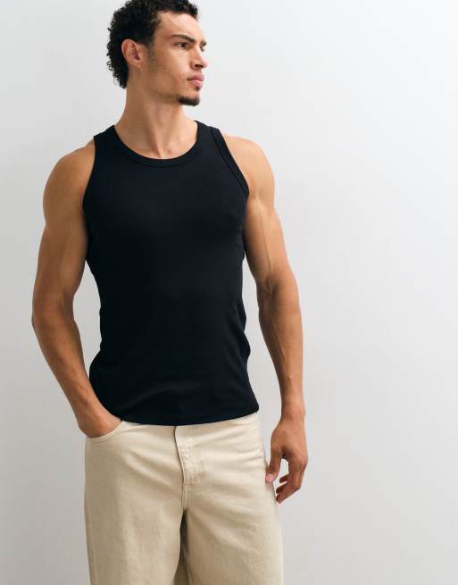 Jack & Jones 2-pack ribbat linne i svart, 5 av 5