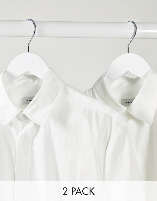 Jack & Jones 2 pack shirts with stretch in white