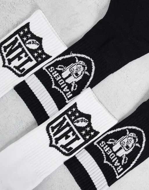 Jack & Jones 2 pack socks with Raiders NFL print in black & white, 3 of 4