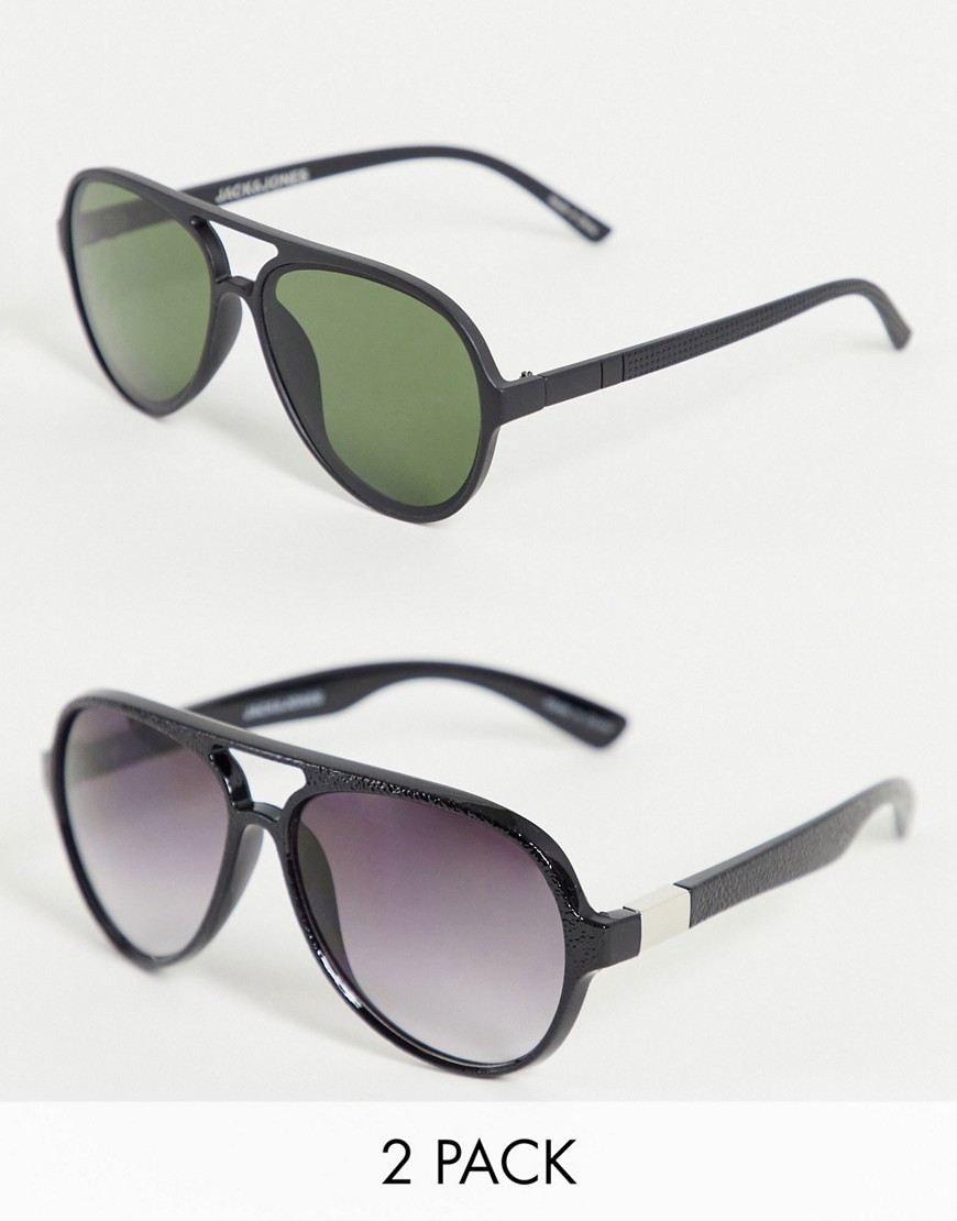 Jack & Jones 2 pack sunglasses in black