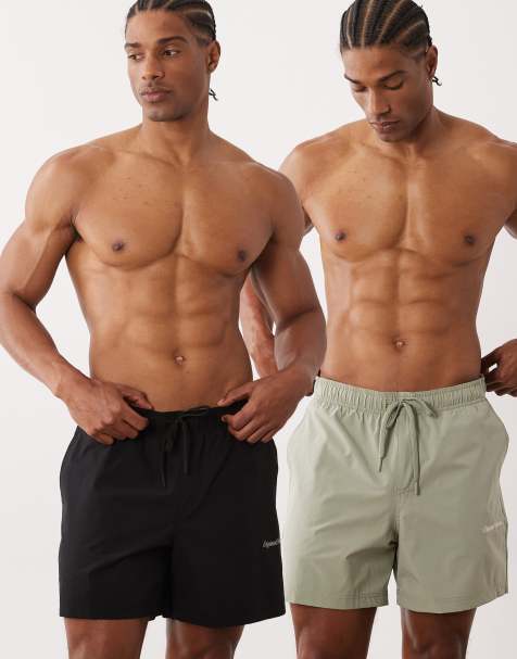 Jack & Jones 2 pack swim shorts in beige and black - view 1