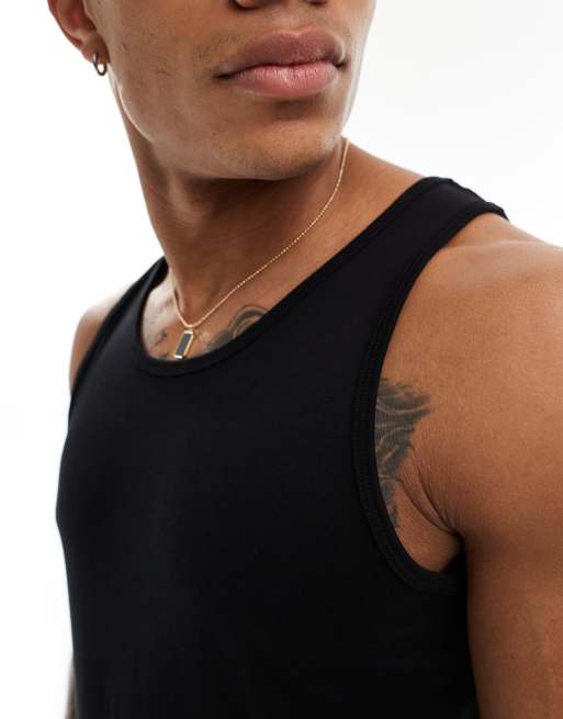 Jack & Jones 2 pack vest in black, 4 of 4