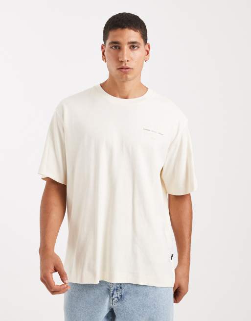 Jack & Jones 200gsm heavyweight oversize t-shirt with back print in white, 3 of 5