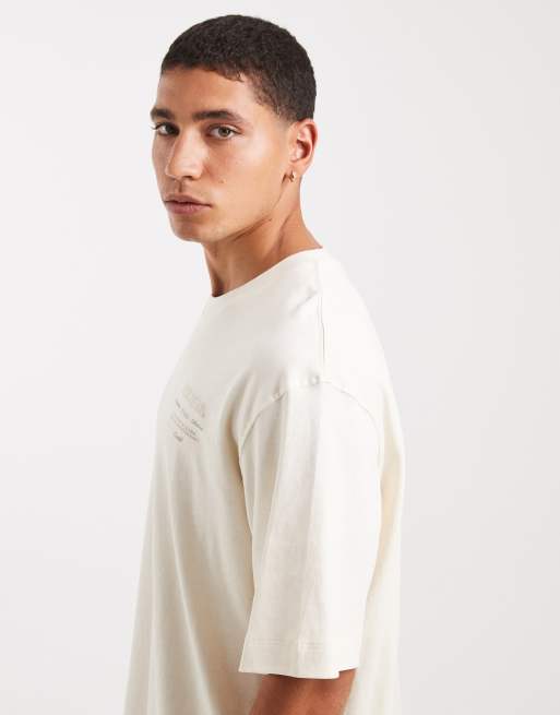 Jack & Jones 200gsm heavyweight oversize t-shirt with back print in white, 4 of 5