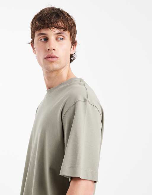 Jack & Jones 200gsm heavyweight oversized t-shirt in khaki, 4 of 5