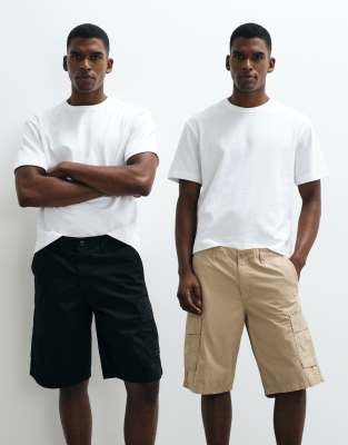 Er-Pack Cargo-Shorts in Beige und Schwarz-Neutral Neutral S