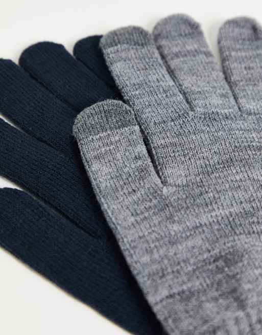 Jack & Jones – 2er-Pack Handschuhe in Marineblau und Grau, 4 von 4