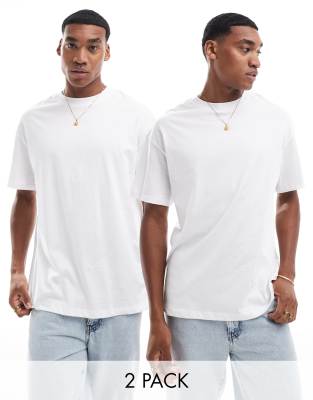 Jack & Jones – 2er-Pack Oversize-T-Shirts in Weiß - view 1