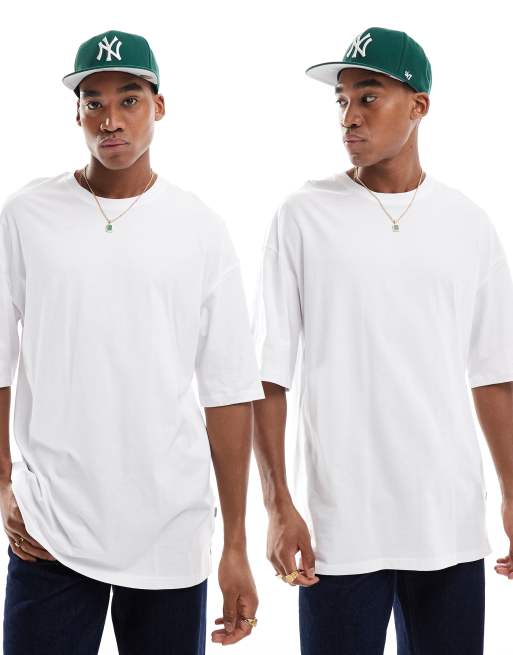 Jack & Jones – 2er-Pack Super-Oversize-T-Shirts in Weiß