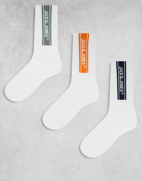 Jack & Jones 3 pack athletic socks with logo in white - view 1