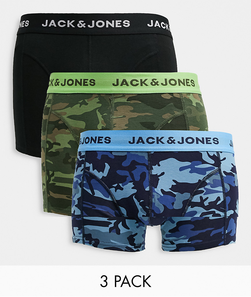 Jack & Jones 3-pack boxer briefs in multi camo-Black