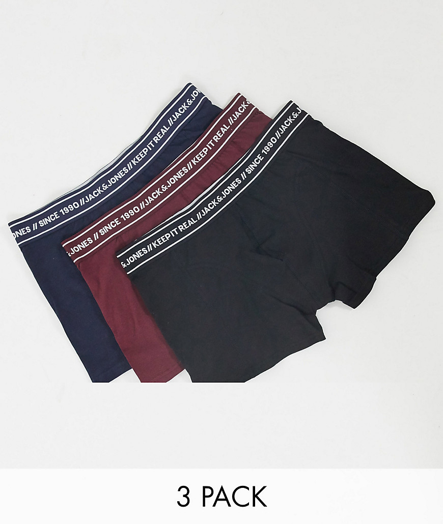 Jack & Jones 3-pack boxer briefs with keep it real logo multi
