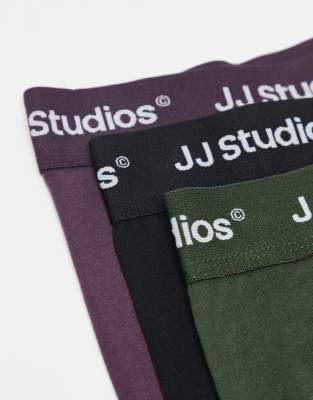 Jack & Jones 3 Pack Boxer Briefs With Logo Waistband In Multi