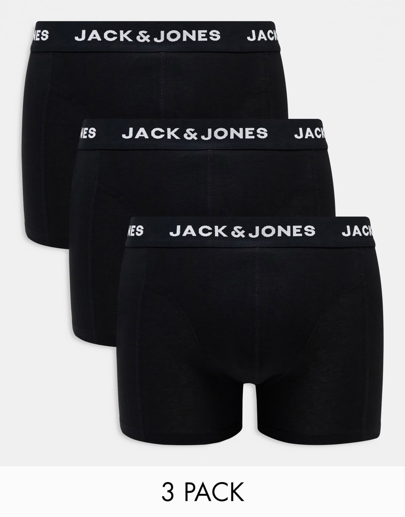 Трусы Jack &Jones из 3-х комплектов черного цвета с логотипом на поясе