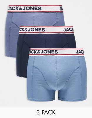 Jack & Jones 3 Pack Briefs In Blues