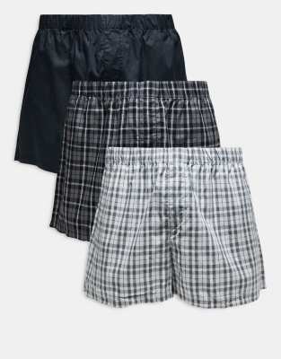 Jack & Jones Jack & Jones 3 pack check boxers in black