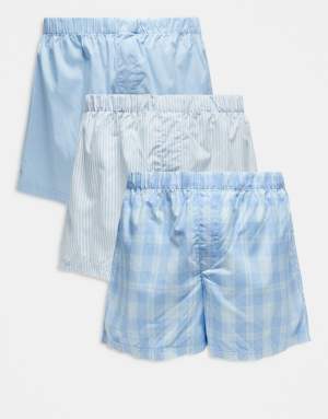Jack & Jones 3 pack check woven boxers in blue