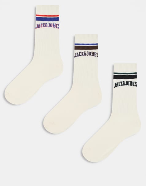 Jack & Jones 3 pack collegiate socks in cream - view 1