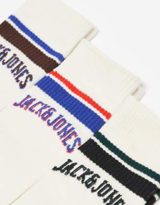 Jack & Jones 3 Pack Collegiate Socks In Neutral