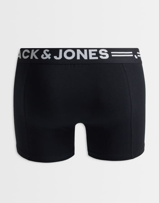 Jack & Jones 3 pack contrast waist band trunks in black, 3 of 3