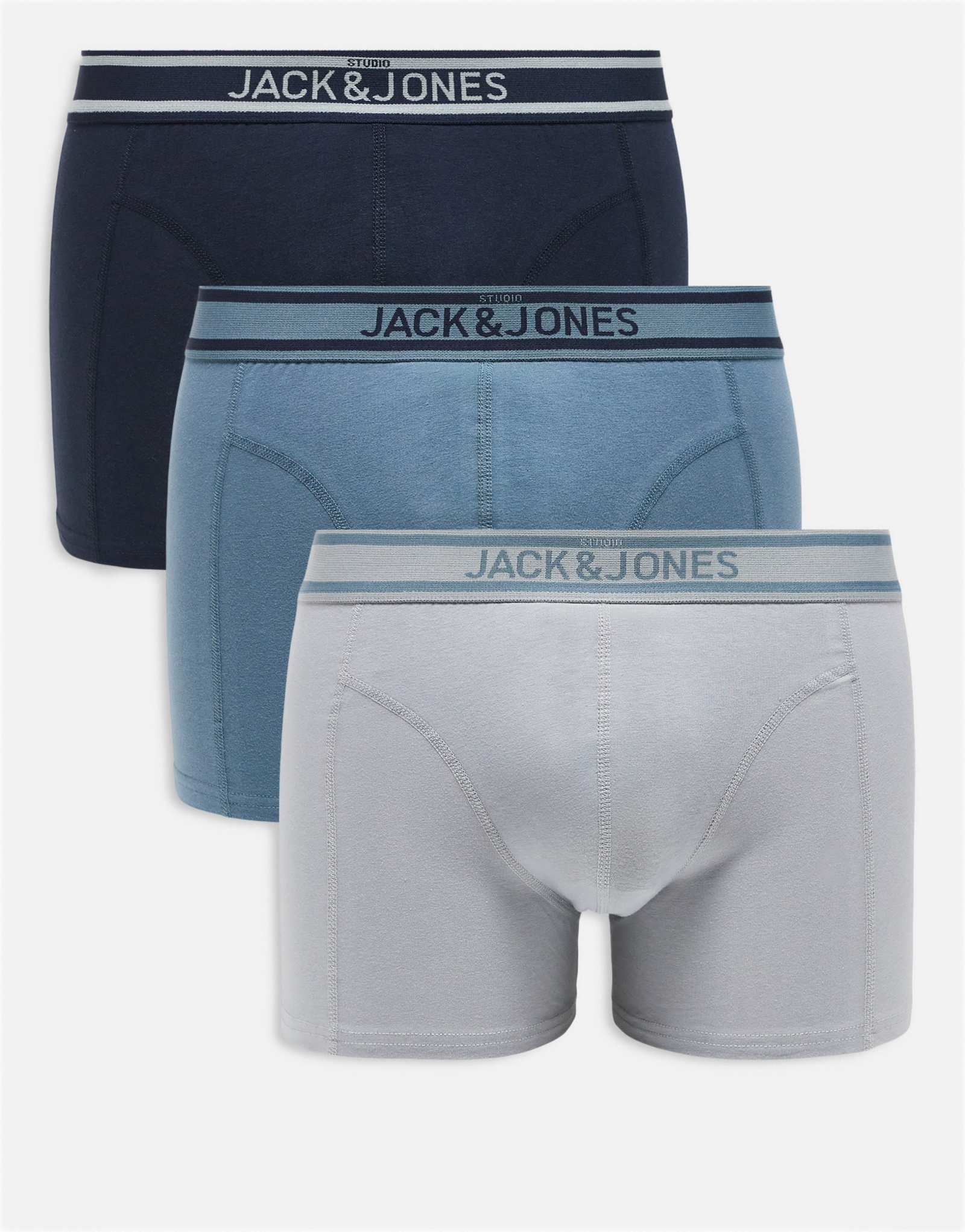 Боксерские трусы с логотипом Jack &Jones из 3-х упаковок темно-сине-серого цвета