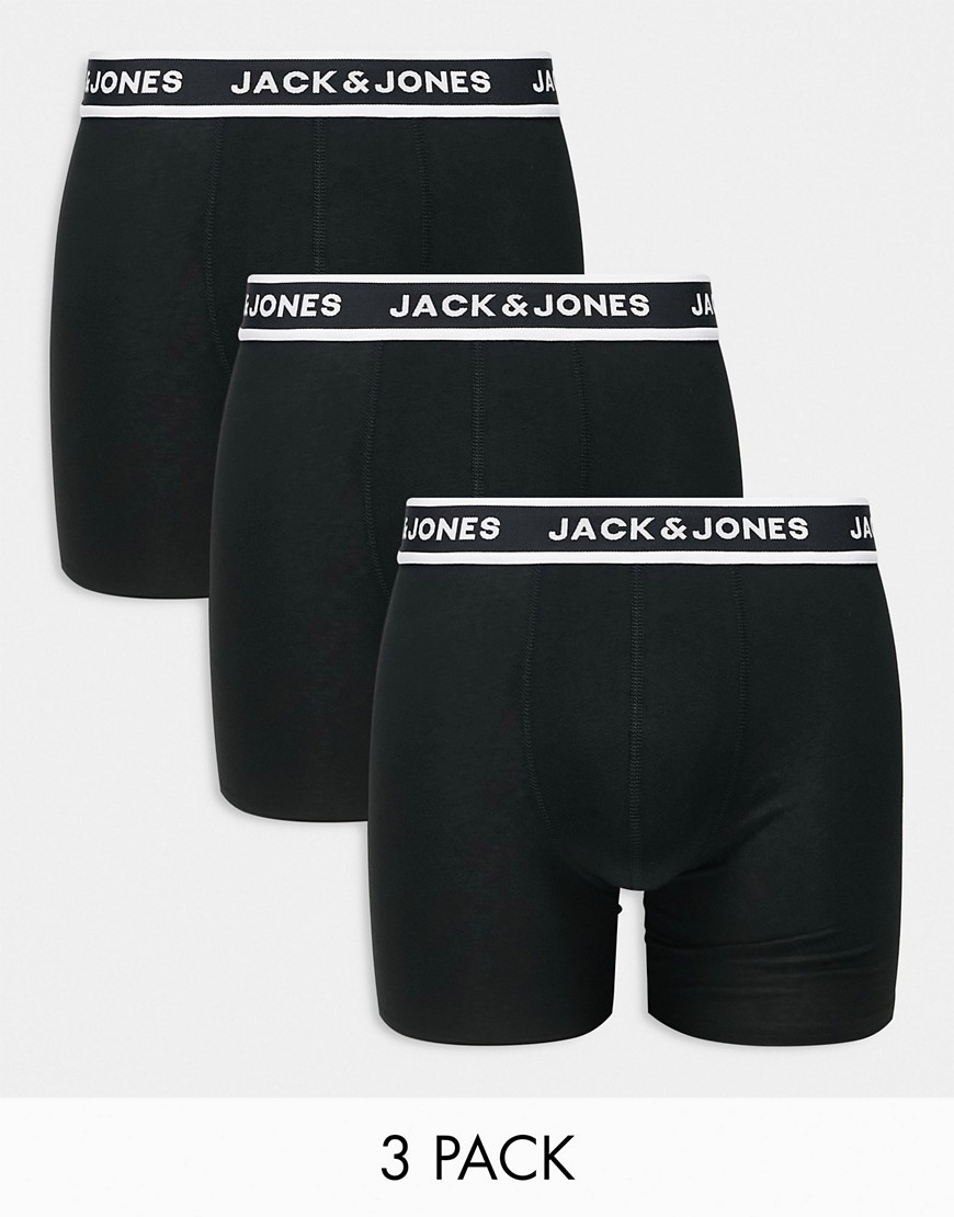 Jack & Jones 3 pack long trunks in black