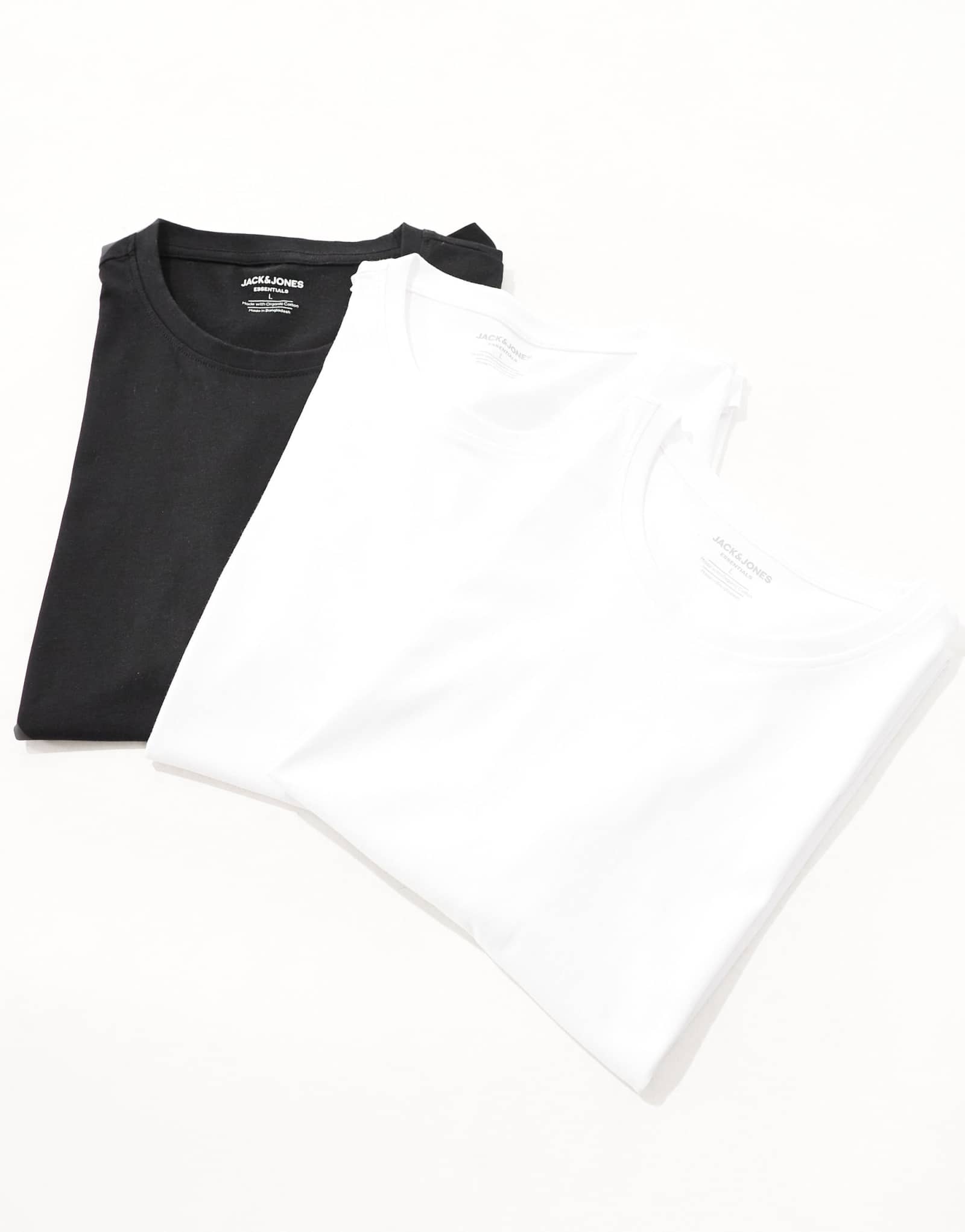 Футболка Jack &Jones с закругленным низом, 3 упаковки, белого и черного цветов 