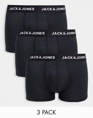 Jack & Jones 3 pack microfibre trunks in black  - ASOS Price Checker