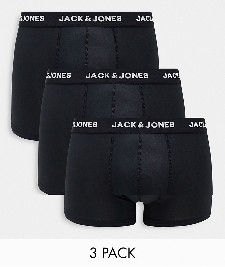 Jack & Jones 3 pack microfibre trunks in black