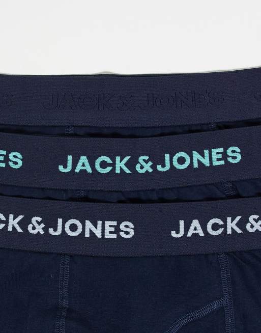 Jack & Jones 3 pack of boxers with contrast waistband in navy, 2 of 3