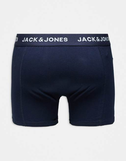 Jack & Jones 3 pack of boxers with contrast waistband in navy, 3 of 3