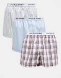 [Jack & Jones] Jack & Jones 3 pack of stripe boxers in multi-Blue L Skyway