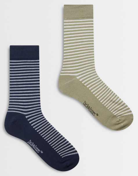 Jack & Jones 3 pack of stripe socks in multi - view 1
