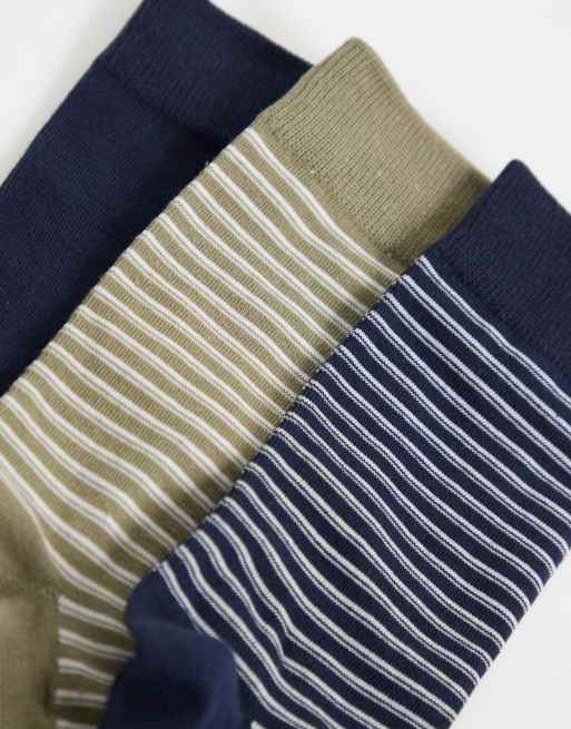 Jack & Jones 3 pack of stripe socks in multi, 2 of 3