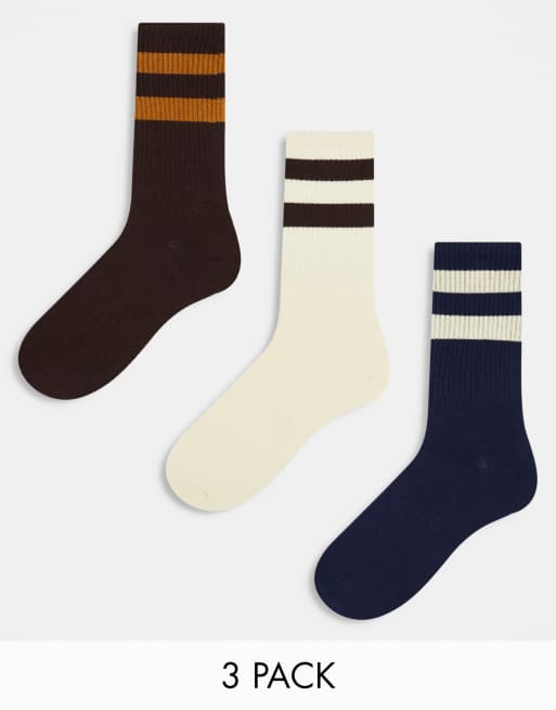 Jack & Jones 3 pack retro sports socks in multi