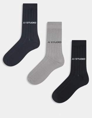 Jack & Jones 3 Pack Ribbed Socks In Multi