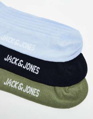 Jack & Jones 3 Pack Ribbed Socks In Navy