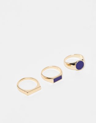 Jack & Jones Jack & Jones 3 pack rings in faux gold