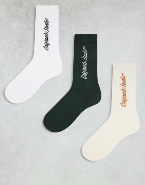 Jack & Jones 3 pack socks in cream, green and white - view 1