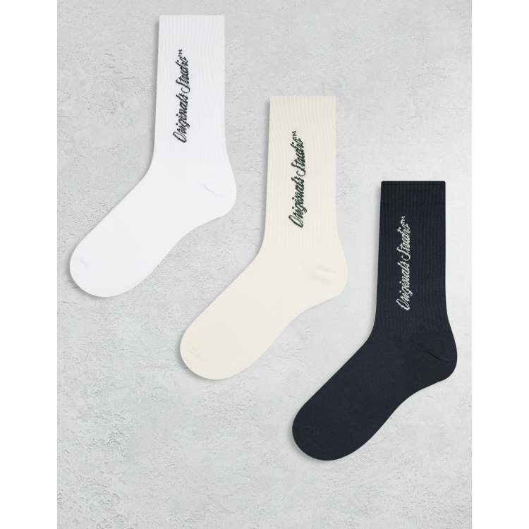 Jack & Jones 3 pack socks in white, cream and black | ASOS