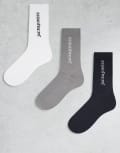 [Jack & Jones] Jack & Jones 3 pack socks with logo in black, grey, white One Size Phantom
