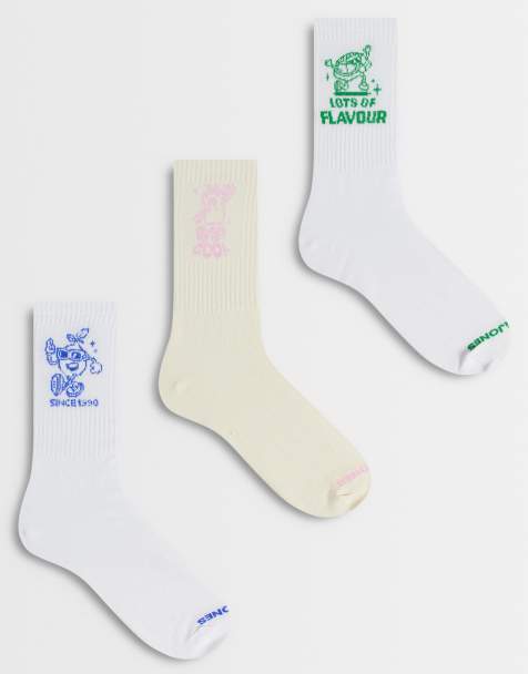 Jack & Jones 3 pack sports socks with cartoon in white - view 1