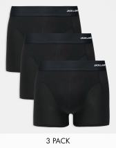 ASOS DESIGN 3 pack microfibre trunks in black and grey