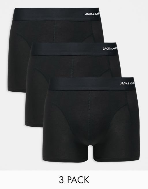 Jack & Jones 3-pack trunks in bamboo black