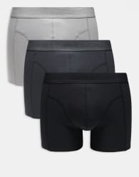 Jack & Jones 3 pack trunks in black and grey
